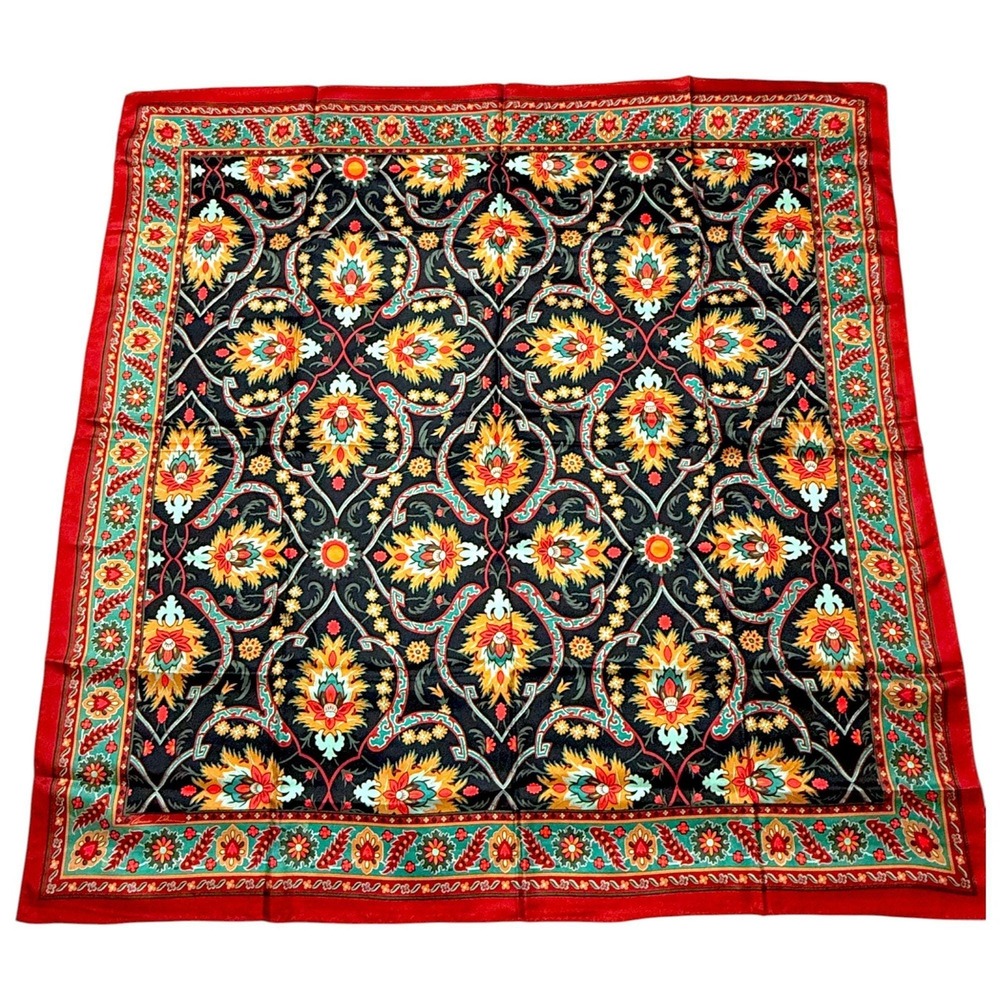 Silk Scarf Anne Klein for Vera Companies 35" Square Colorful Floral Geometric